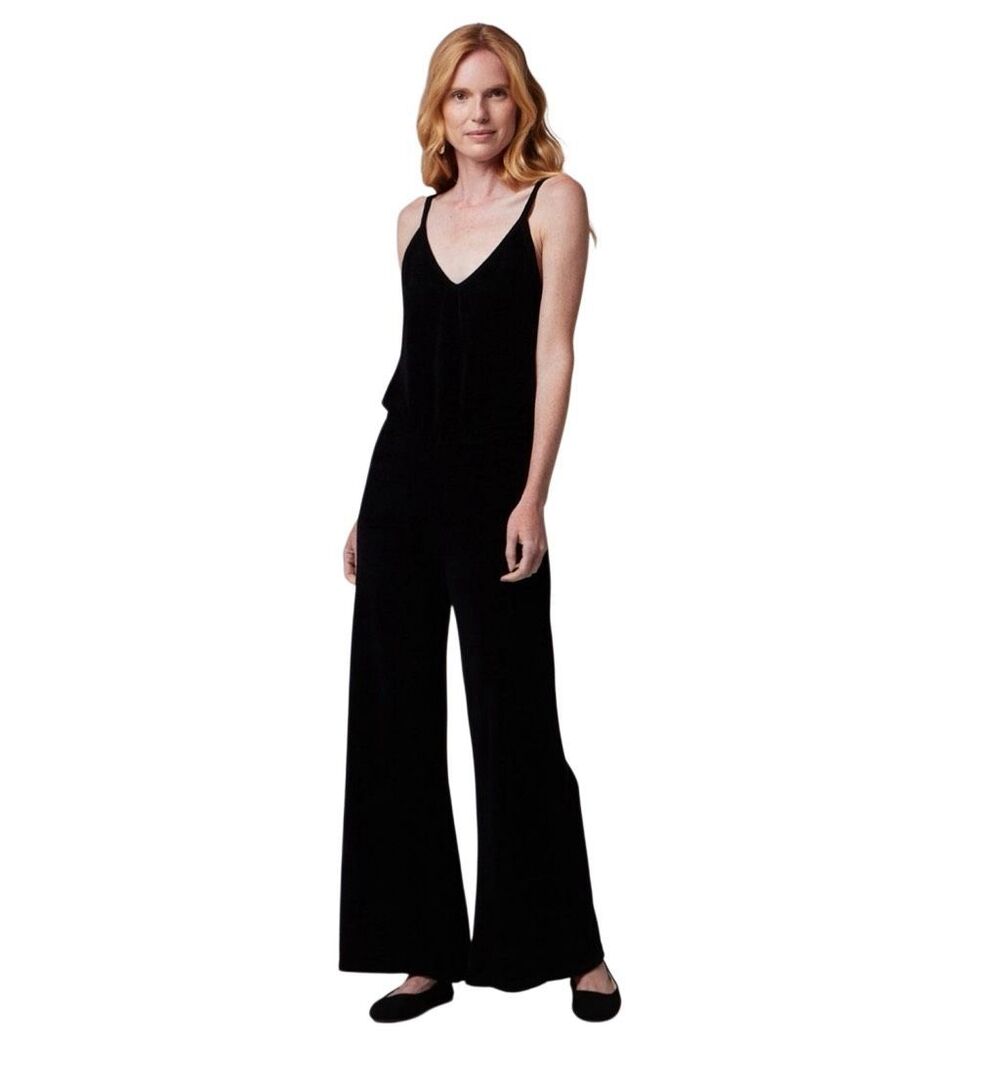 Kashwere $265 Kash-chic Womens Wide Leg Jumpsuit Black Casual XL NWT